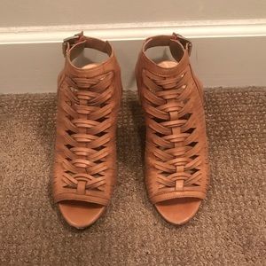 Vince  Camuto Leather Peep-Toe Heels